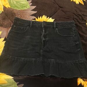 Black Denim Mini Skirt